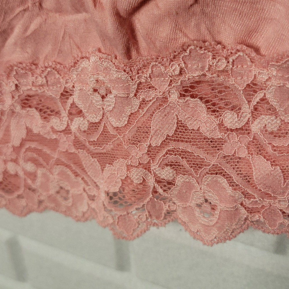 Vintage 2000s Guess Camisole Chemise S Pink Lace Trim Asymmetric Coquette - Picture 7 of 10
